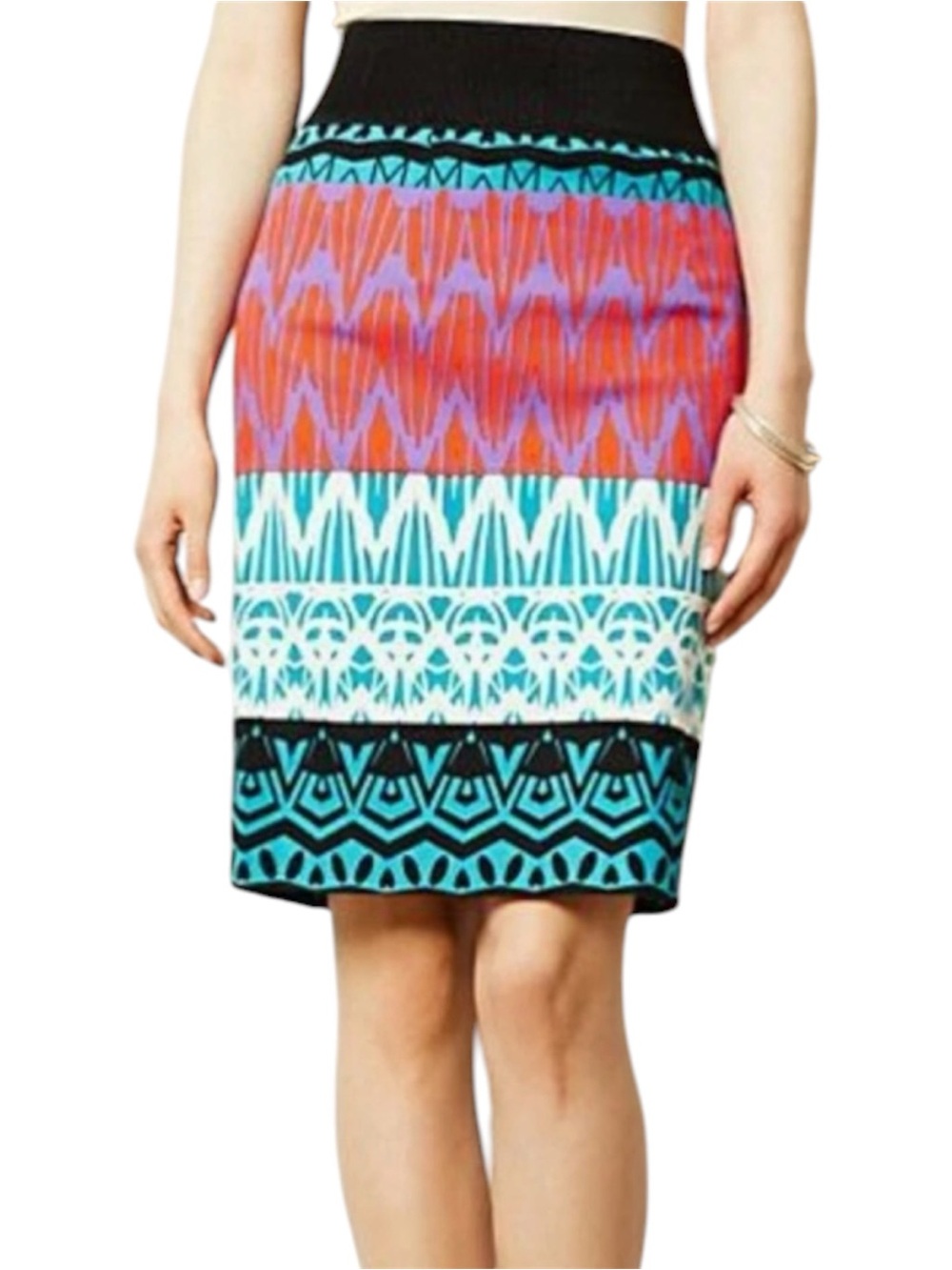 Plenty Tracy Reese Anthropologie Skirt Size 6 Pencil Boho Geometric Cotton